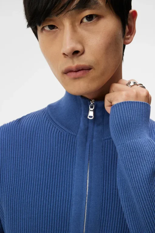 Knitwear|Tops<J.Lindeberg Alex Half Zip Knitted Sweater BijouBlue