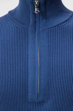 Knitwear|Tops<J.Lindeberg Alex Half Zip Knitted Sweater BijouBlue