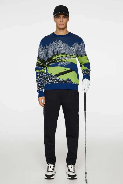 Golf|Knitwear<J.Lindeberg Alexander Jacquard Sweater WatercolorJacquardEstate