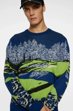 Golf|Knitwear<J.Lindeberg Alexander Jacquard Sweater WatercolorJacquardEstate