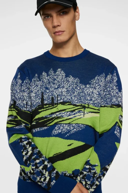 Golf|Knitwear<J.Lindeberg Alexander Jacquard Sweater WatercolorJacquardEstate
