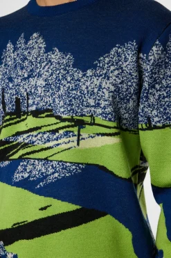 Golf|Knitwear<J.Lindeberg Alexander Jacquard Sweater WatercolorJacquardEstate