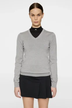 Golf|Knitwear<J.Lindeberg Amaya Knitted Sweater LightGreyMelange