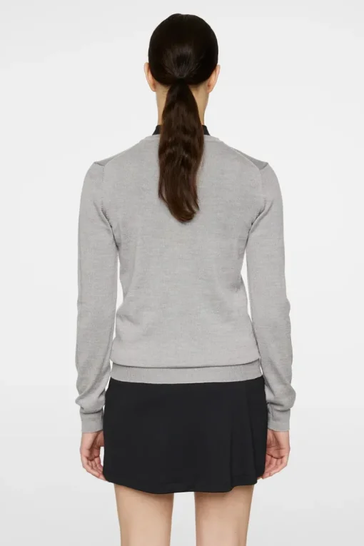 Golf|Knitwear<J.Lindeberg Amaya Knitted Sweater LightGreyMelange