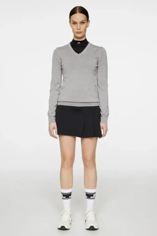 Golf|Knitwear<J.Lindeberg Amaya Knitted Sweater LightGreyMelange