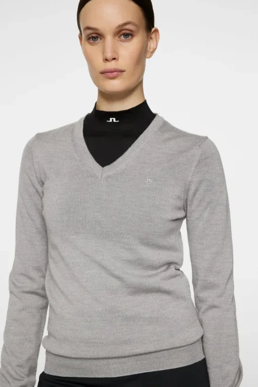 Golf|Knitwear<J.Lindeberg Amaya Knitted Sweater LightGreyMelange