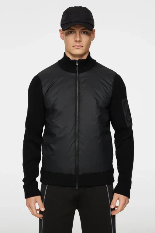 Knitwear|Tops<J.Lindeberg Beck Knitted Hybrid Jacket Black
