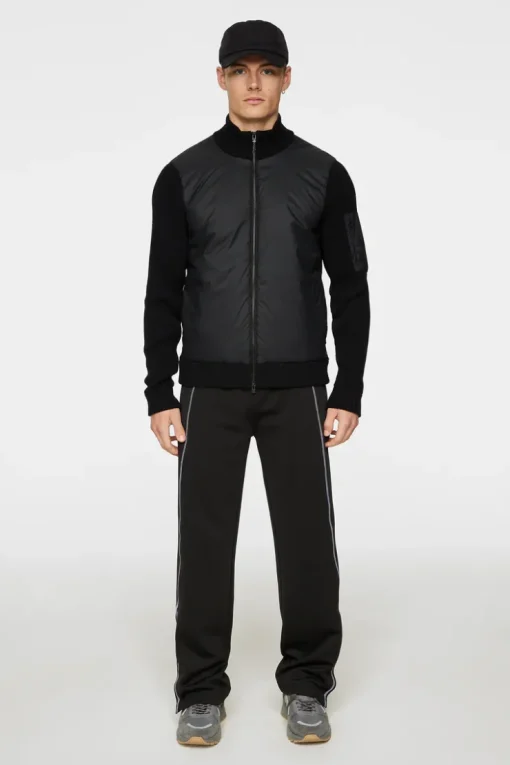 Knitwear|Tops<J.Lindeberg Beck Knitted Hybrid Jacket Black