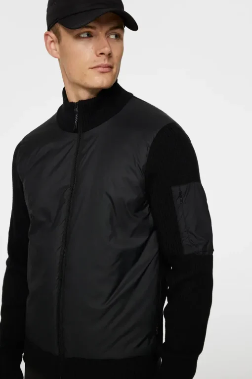 Knitwear|Tops<J.Lindeberg Beck Knitted Hybrid Jacket Black