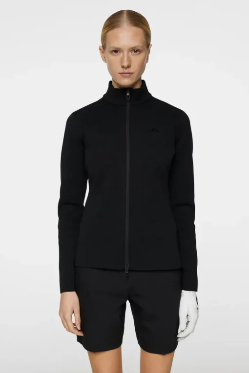 Golf|Knitwear<J.Lindeberg Bell Tech Knit Zip Sweater Black