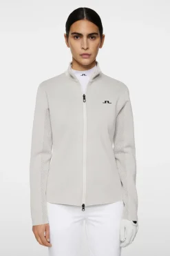 Golf|Knitwear<J.Lindeberg Bell Tech Knit Zip Sweater Moonbeam