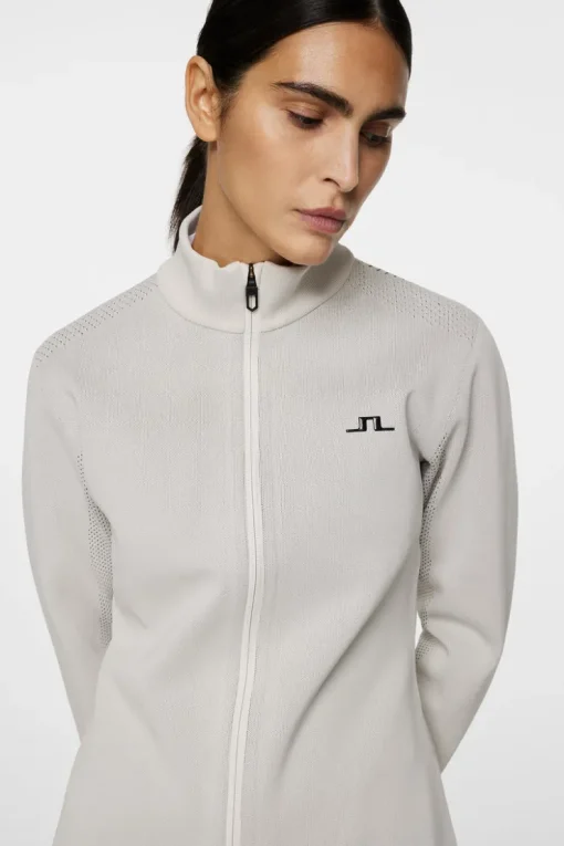 Golf|Knitwear<J.Lindeberg Bell Tech Knit Zip Sweater Moonbeam