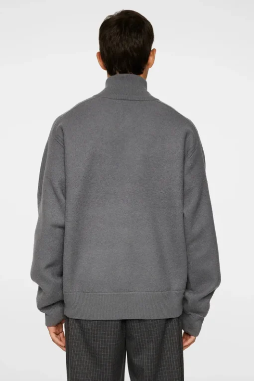 Knitwear|Tops<J.Lindeberg Bon Boiled Wool Quarter Zip LavaSmoke