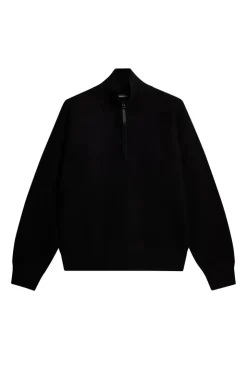 Knitwear|Tops<J.Lindeberg Bon Boiled Wool Quarter Zip Black
