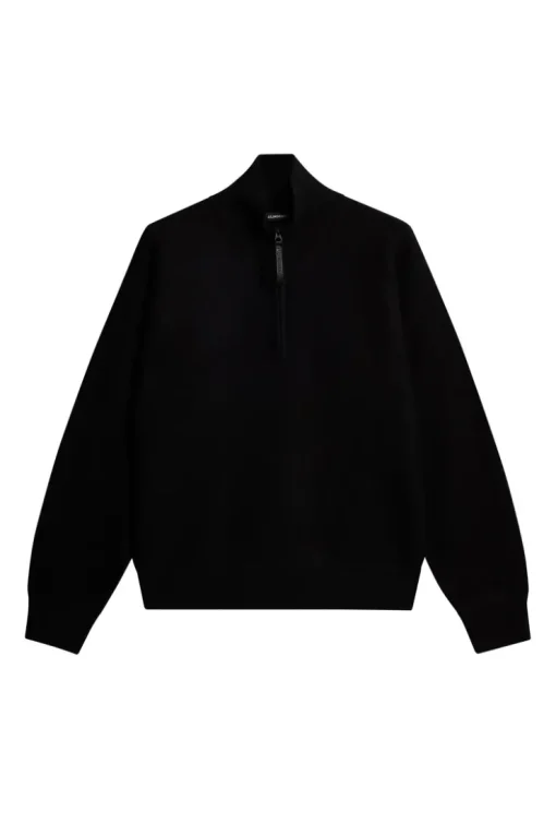 Knitwear|Tops<J.Lindeberg Bon Boiled Wool Quarter Zip Black