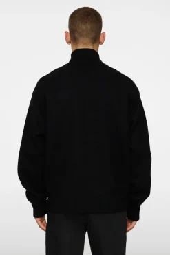 Knitwear|Tops<J.Lindeberg Bon Boiled Wool Quarter Zip Black