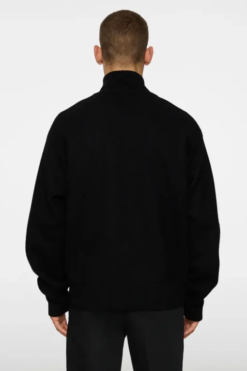 Knitwear|Tops<J.Lindeberg Bon Boiled Wool Quarter Zip Black