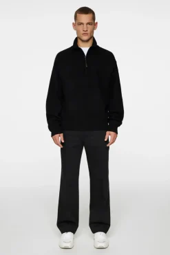 Knitwear|Tops<J.Lindeberg Bon Boiled Wool Quarter Zip Black