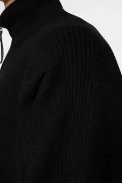 Knitwear|Tops<J.Lindeberg Bon Boiled Wool Quarter Zip Black