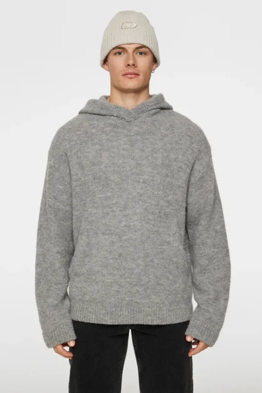 Après Ski<J.Lindeberg Broon Alpaca Blend Hoodie MidGreyMelange