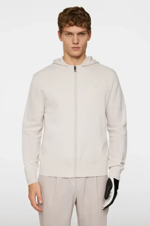 Après Ski<J.Lindeberg Cameron Hooded Knit Full Zip Moonbeam