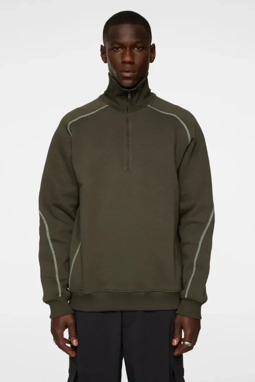 Après Ski<J.Lindeberg Canter Quarter Zip Sweat ForestGreen