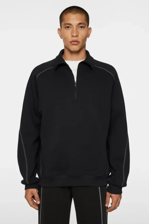 Après Ski<J.Lindeberg Canter Quarter Zip Sweat Black