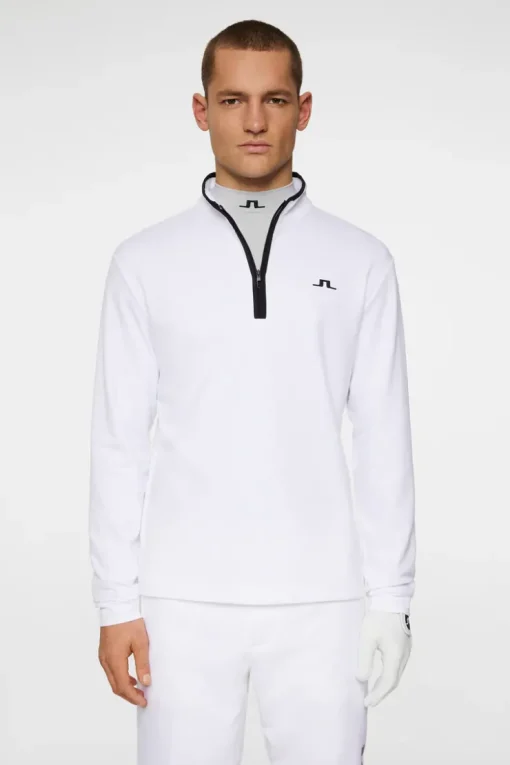 Golf|Base & Mid Layers<J.Lindeberg Clide Quarter Zip Mid Layer White