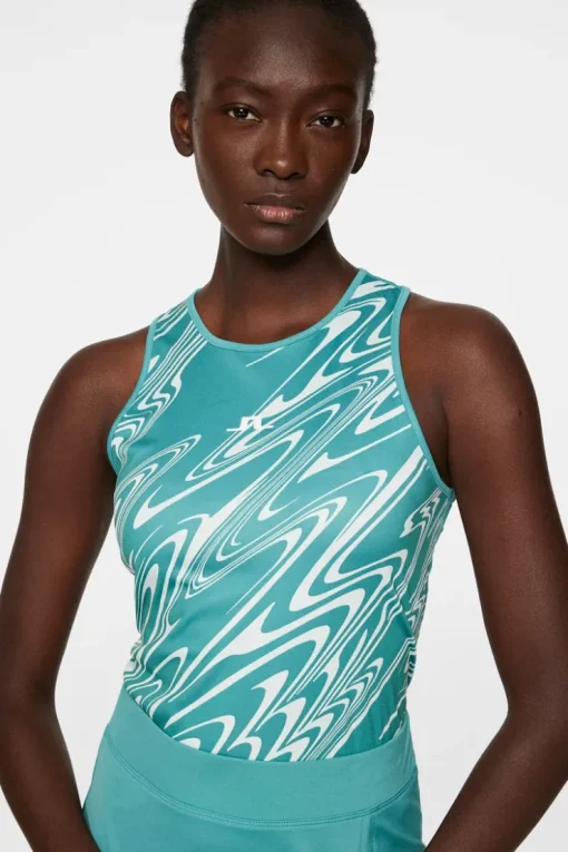 Tops|Tennis<J.Lindeberg Delia Printed Tank Top LiquifyTealL