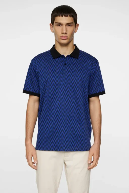Polo Shirts|Tops<J.Lindeberg Devon Jacquard Polo BridgeStackBlue