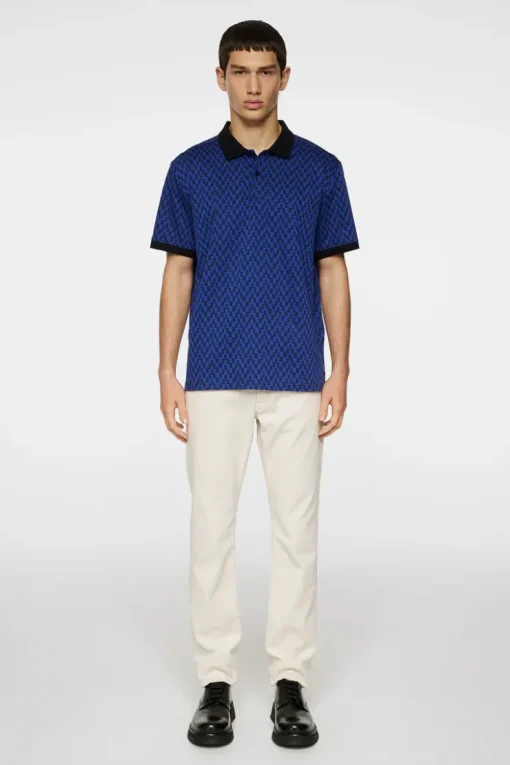 Polo Shirts|Tops<J.Lindeberg Devon Jacquard Polo BridgeStackBlue