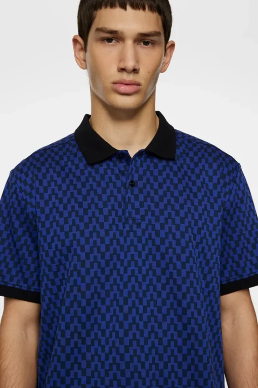 Polo Shirts|Tops<J.Lindeberg Devon Jacquard Polo BridgeStackBlue