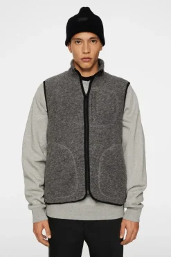 Après Ski<J.Lindeberg Duncan Wool Fleece Vest LightGreyMelange