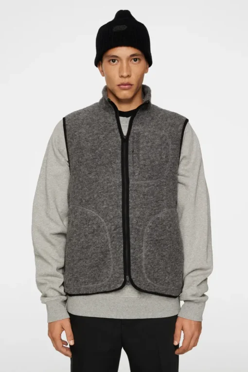 Après Ski<J.Lindeberg Duncan Wool Fleece Vest LightGreyMelange