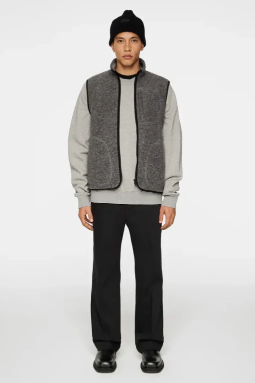 Après Ski<J.Lindeberg Duncan Wool Fleece Vest LightGreyMelange