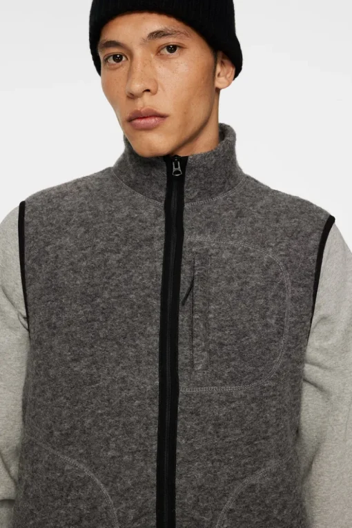 Après Ski<J.Lindeberg Duncan Wool Fleece Vest LightGreyMelange