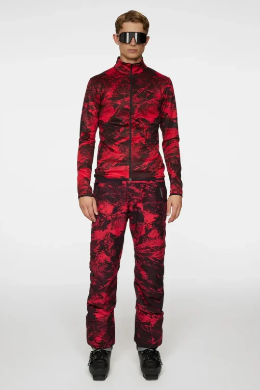 Ski|Base & Mid Layers<J.Lindeberg Eddie Print Mid Layer MountainGlitchRed