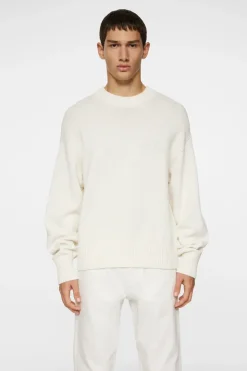 Tops|Knitwear<J.Lindeberg Eddy Cotton Wool Crew Neck White