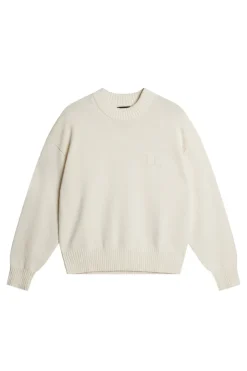 Tops|Knitwear<J.Lindeberg Eddy Cotton Wool Crew Neck White
