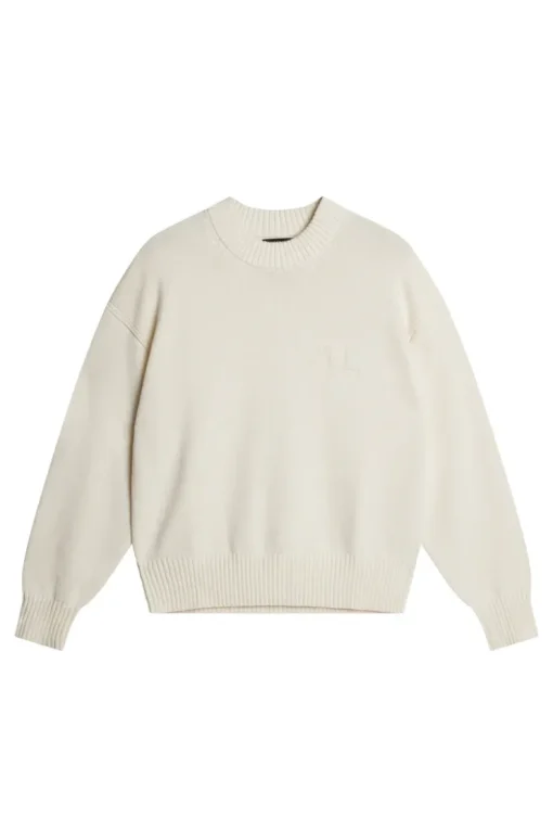 Tops|Knitwear<J.Lindeberg Eddy Cotton Wool Crew Neck White