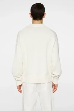 Tops|Knitwear<J.Lindeberg Eddy Cotton Wool Crew Neck White