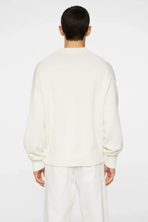 Tops|Knitwear<J.Lindeberg Eddy Cotton Wool Crew Neck White