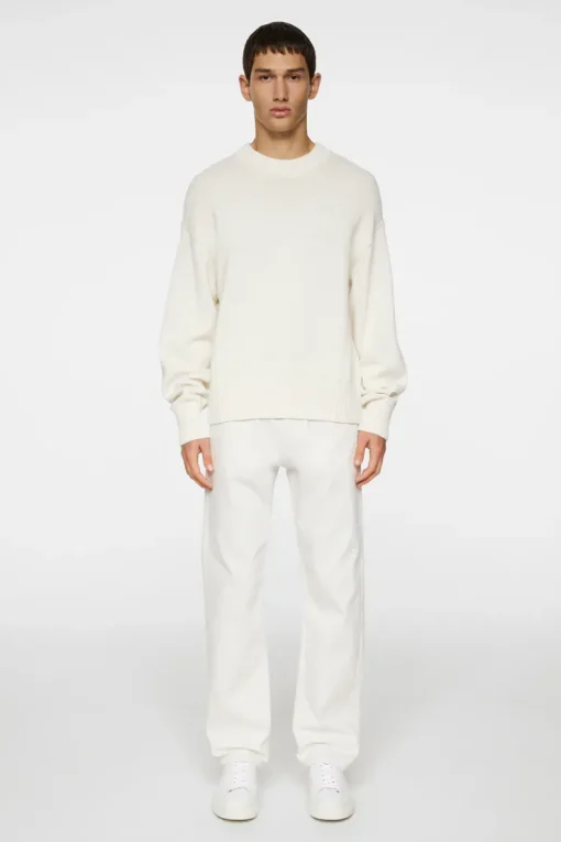 Tops|Knitwear<J.Lindeberg Eddy Cotton Wool Crew Neck White