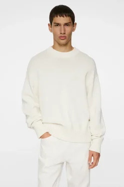 Tops|Knitwear<J.Lindeberg Eddy Cotton Wool Crew Neck White