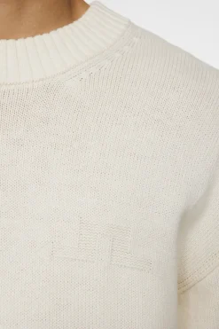 Tops|Knitwear<J.Lindeberg Eddy Cotton Wool Crew Neck White