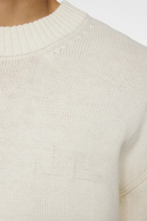 Tops|Knitwear<J.Lindeberg Eddy Cotton Wool Crew Neck White