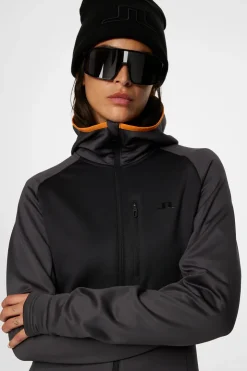 Ski|Base & Mid Layers<J.Lindeberg Elana Full Zip Hood Asphalt