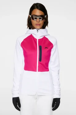 Ski|Base & Mid Layers<J.Lindeberg Elana Full Zip Hood White
