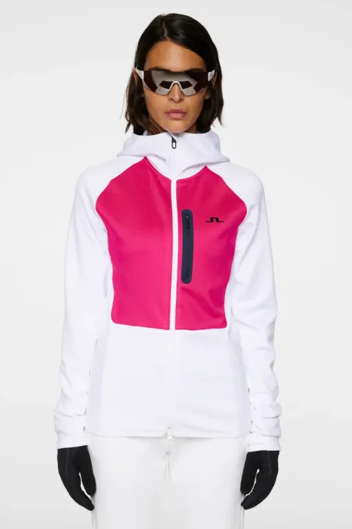 Ski|Base & Mid Layers<J.Lindeberg Elana Full Zip Hood White