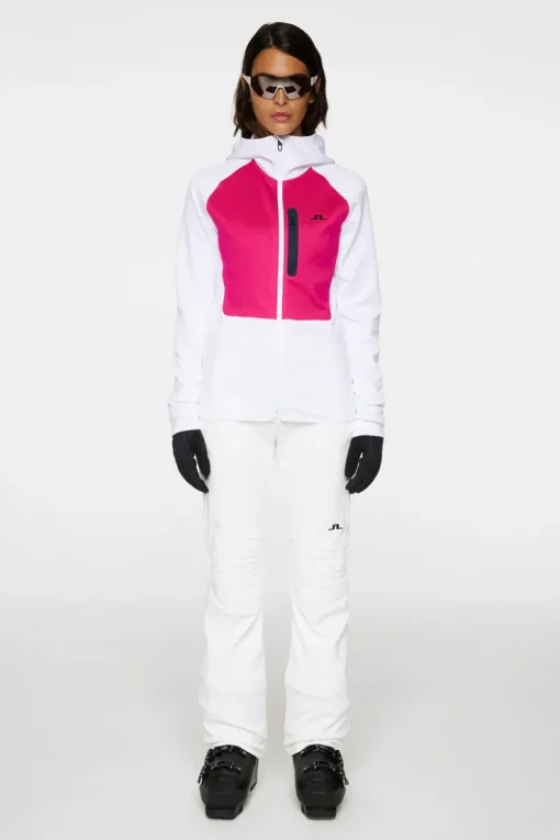 Ski|Base & Mid Layers<J.Lindeberg Elana Full Zip Hood White